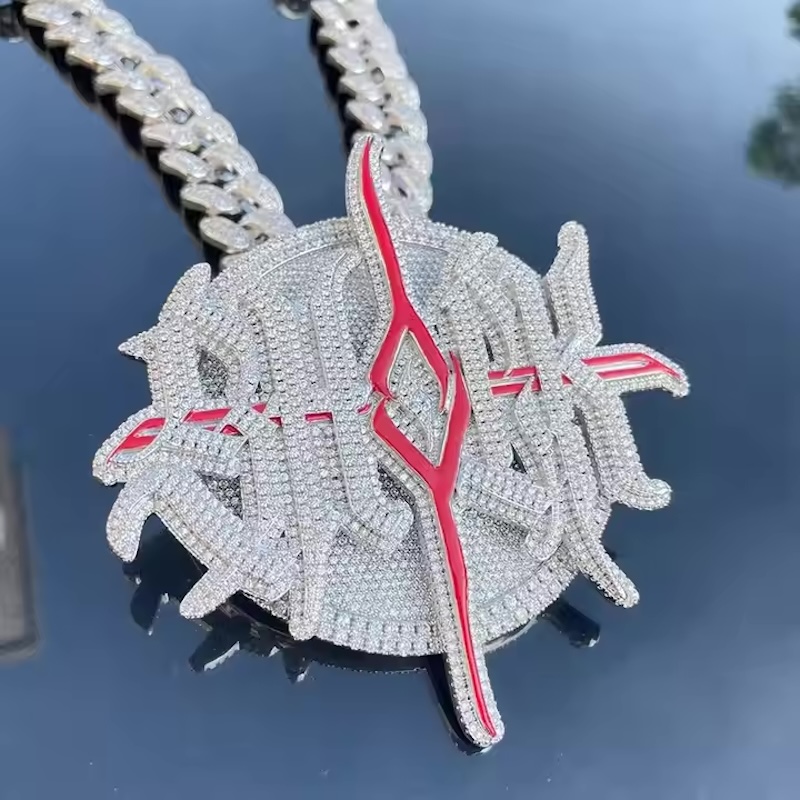 Hip Hop Chain Necklace - Niestandardowy naszyjnik z obrotową zawieszką ze