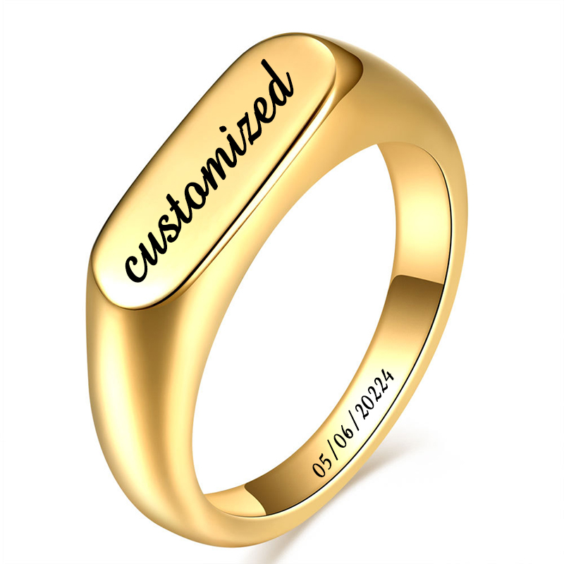 Mens Signet Ring - Konfigurowalne sygnety ze stali nierdzewnej dla