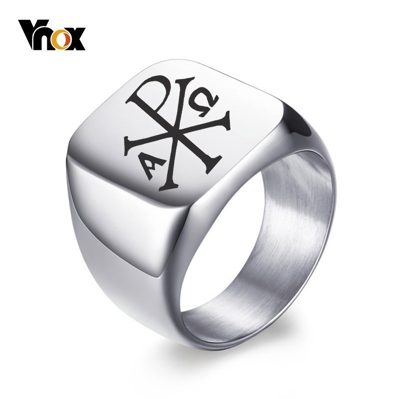 Mens Signet Ring - Vnox Free Spersonalizowany pierścień znaczkowy dla