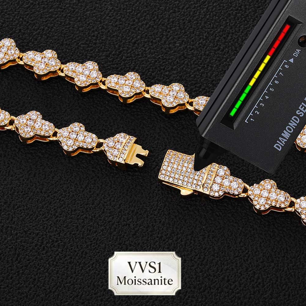 Hip Hop Chain Necklace - Naszyjnik tenisowy Nuoya Brass/925 VVS1 Moissanite,