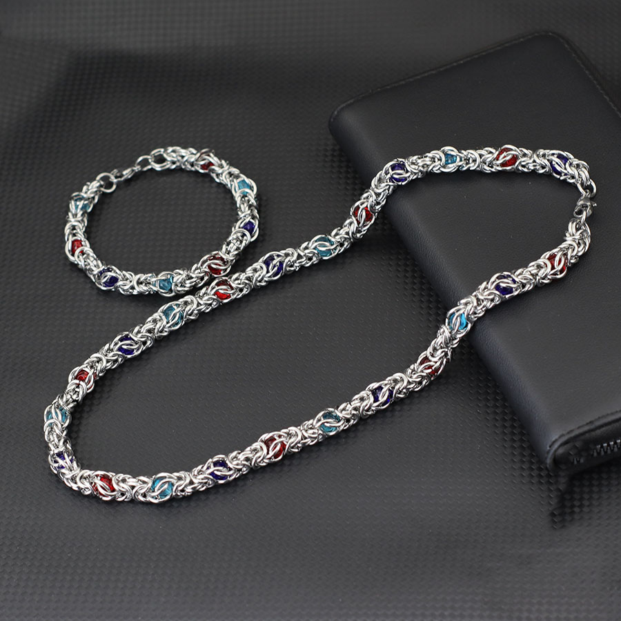Hip Hop Chain Necklace - Unikatowy Zestaw Naszyjnik i Bransoletka Motocyklowa