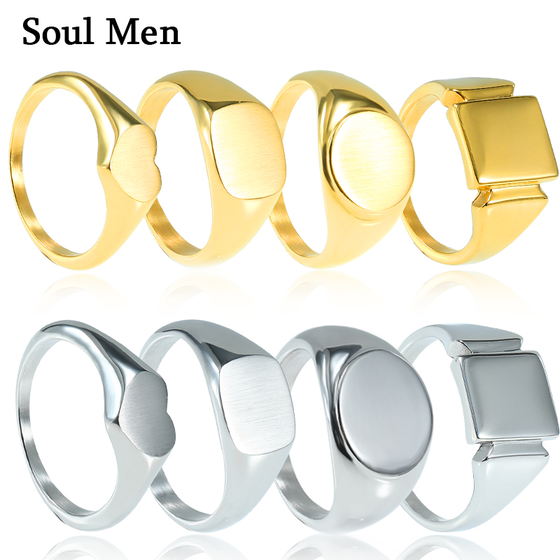 Mens Signet Ring - Soul Men Titanium Steel Rings For