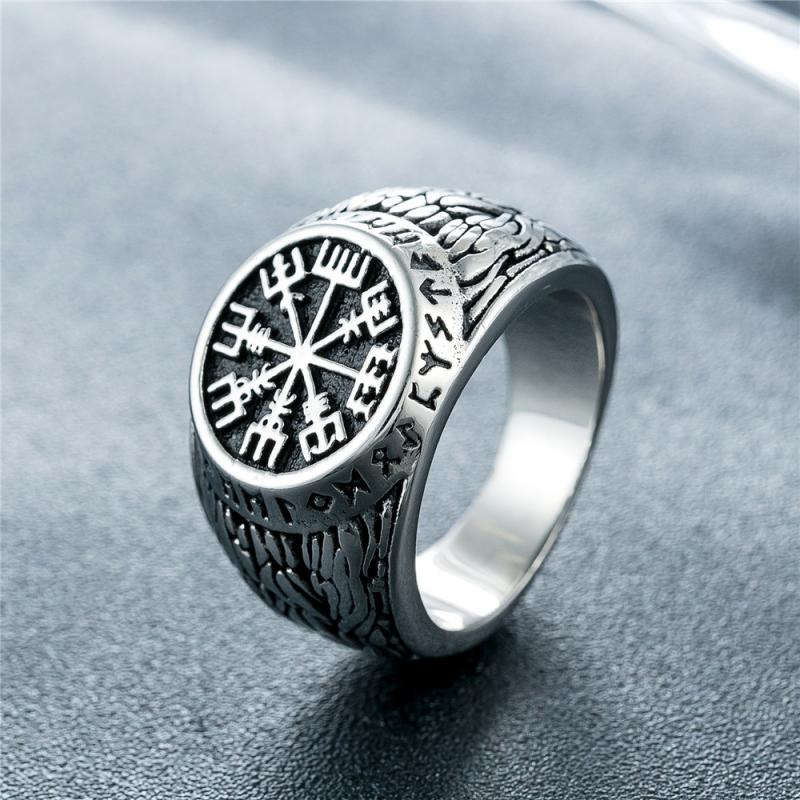 Mens Signet Ring - Vintage Viking Rune Signet Scandinavn pierścionki