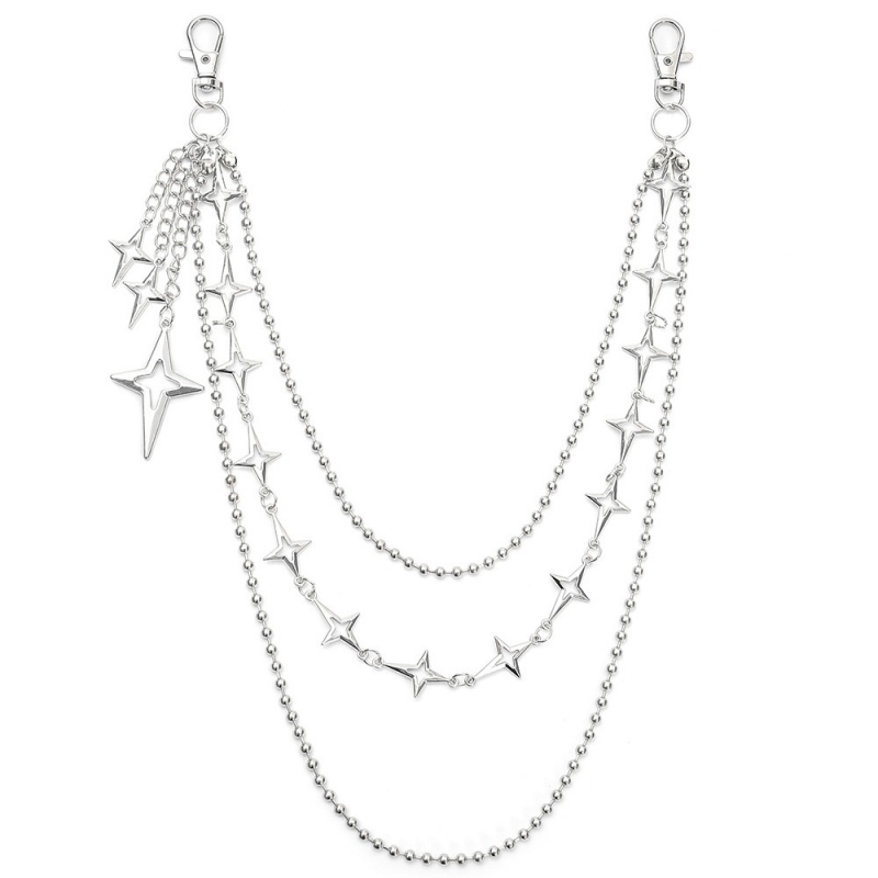 Hip Hop Chain Necklace - Damski punkowy hip-hopowy wielowarstwowy łańcuszek do