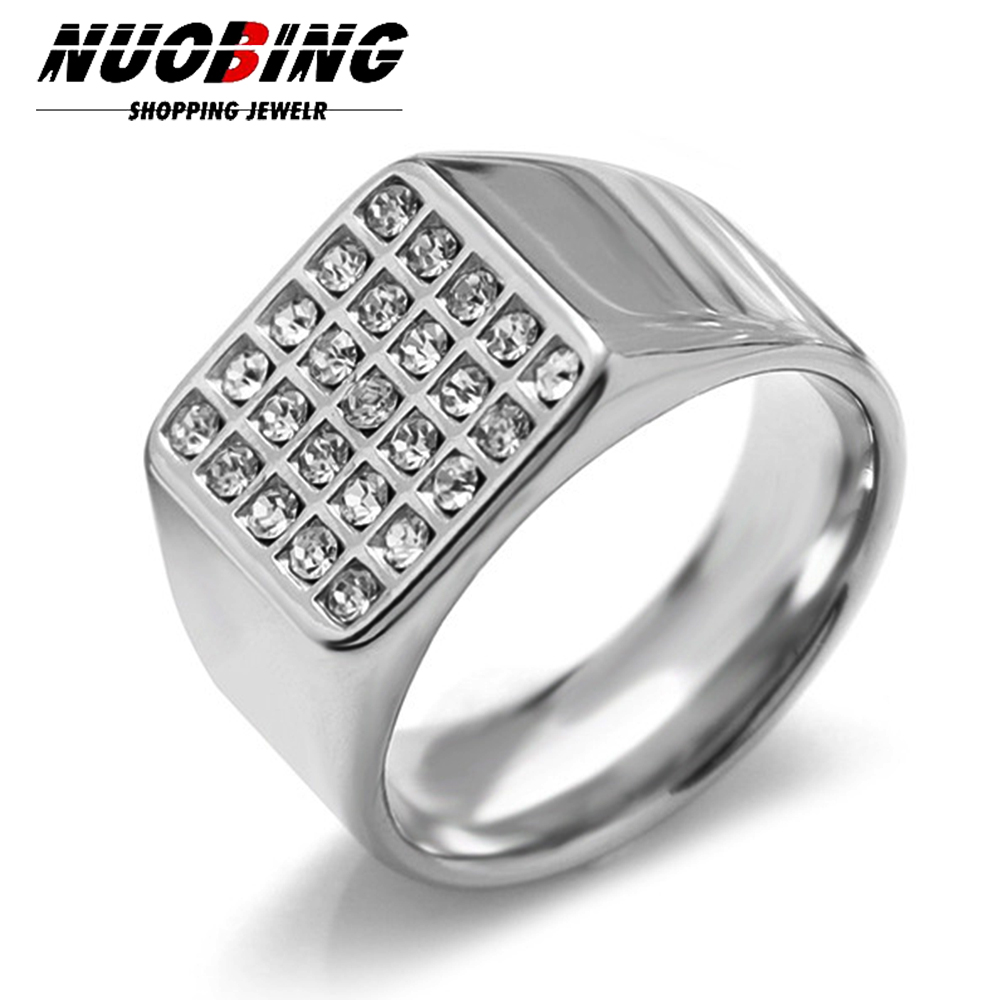 Mens Signet Ring - Delikatny, błyszczący pierścień sygnetowy z cyrkonią
