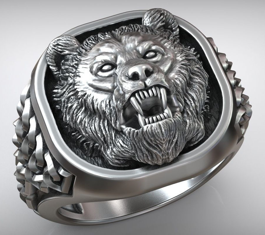 22g Wikingowska Głowica Niedźw – Mens Signet Ring recenzja i cena