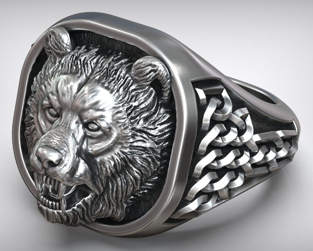 22g Wikingowska Głowica Niedźw – Mens Signet Ring recenzja i cena