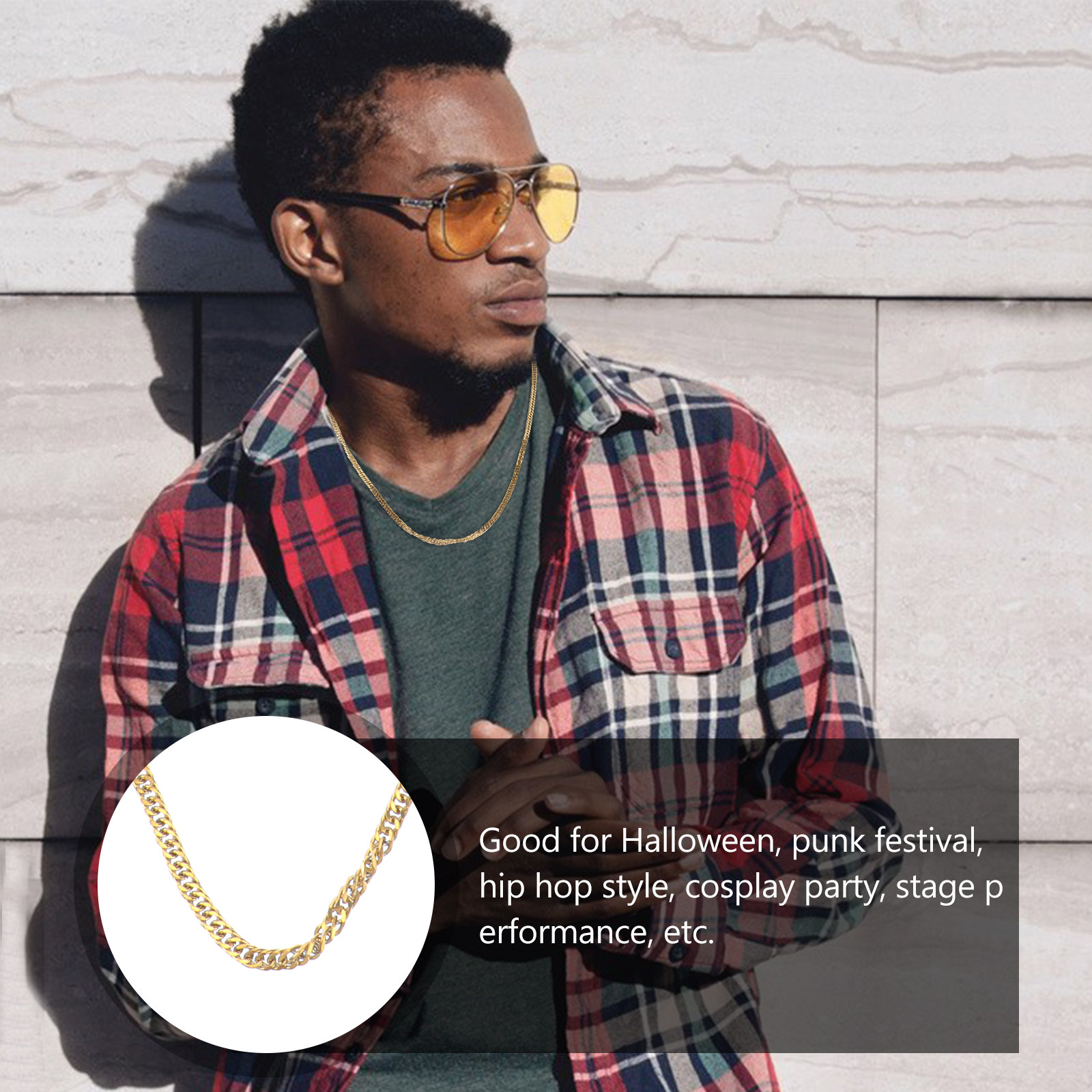 1 szt. Złoty Tytanowy Stalowy  – Hip Hop Chain Necklace recenzja i cena
