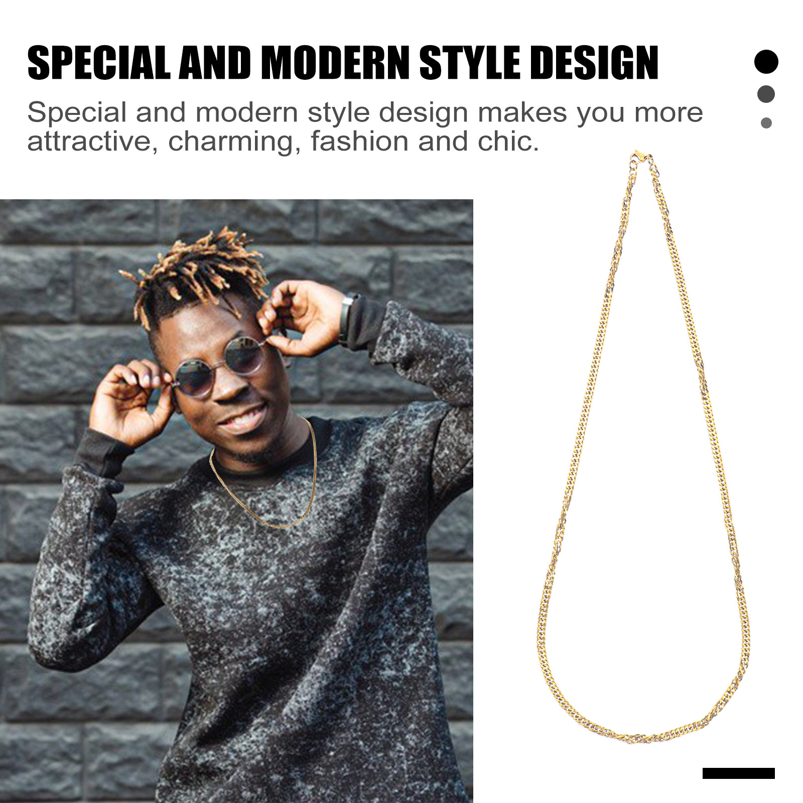 1 szt. Złoty Tytanowy Stalowy  – Hip Hop Chain Necklace recenzja i cena