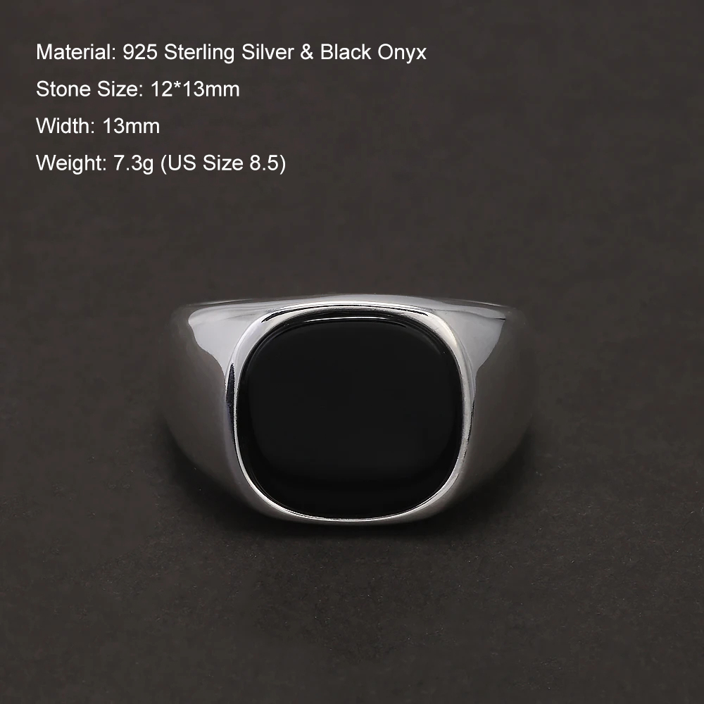S925 Sterling Silver Black Ony – Mens Signet Ring recenzja i cena