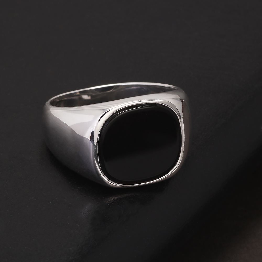 S925 Sterling Silver Black Ony – Mens Signet Ring recenzja i cena