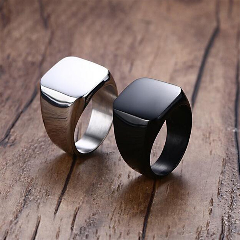 Moda męska czarne gładkie pier – Mens Signet Ring recenzja i cena