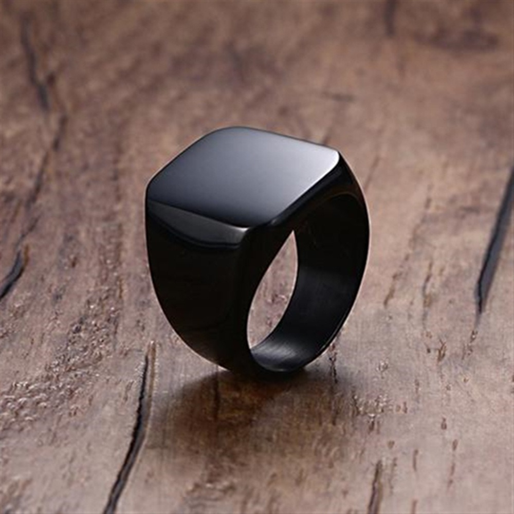 Moda męska czarne gładkie pier – Mens Signet Ring recenzja i cena