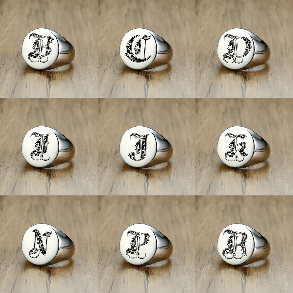 Vnox Stylowy wzór Czcionka Pie – Mens Signet Ring recenzja i cena
